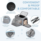 Petsfit Expandable Pet Carrier, 19x12x12 inches Soft-Sided Portable Cat Carrier Dog Carrier, with Removable Plush Mat, Locking Safety Zippers and Pockets