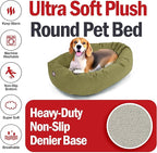 Majestic Pet 32 Inch Suede Shredded Memory Foam Mix Calming Medium Dog Bed Washable 32 x 23 x 7 (Inch) - Cozy Soft Round Donut Dog Bed with Spine for Head Support - Pet Bed Sage