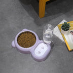 Dog Bowls, Cat Food and Water Bowl Set with Water Dispenser and Stainless Steel Bowl for Cats and Small Dogs - Purple