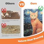 3-in-1 Sisal Cat Scratch Mat 23.6x15.7'' Floor & Wall Cat Scratcher Pad, Protects Carpet Couch & Furniture with Sticker Tape, Anti-Slip, Durable for Indoor Outdoor Cats (Ginger Cat Under The Stars)