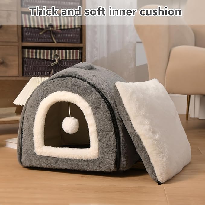 Cat Bed for Indoor Cats,Foldable cat cave,Anti-Slip & Water-Resistant Bottom,cat Houses for Indoor Cats or Small Dogs,Kitten Tent,Rabbit Bed,cat beds & Furniture