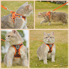SCENEREAL Fall Thanksgiving Cat Harness and Leash Set Escape Proof, Soft Mesh Kitten Harness for Walking Travel, Reflective Adjustable Pet Vest with Leaf Print for Cat Puppy, M