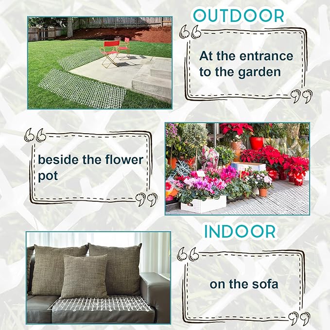 Zopeal 13ft Cat Repellent Mat with 12 Ground Stakes 12 Zip Ties, Spikes Deterrent Mat Keep Dog Off Couch for Indoor Outdoor Keep Pet Off Yard Garden, 158 x 12 Inch/1 Roll