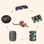 Magic Organ Multiform Scratching Board with Catnip, Foldable Magnetic Assembly Cat Scratch Pad for Outdoor Entertainment, Portable Accordion Cat Scratcher Cardboard with Bell Ball Toy for Indoor Cats