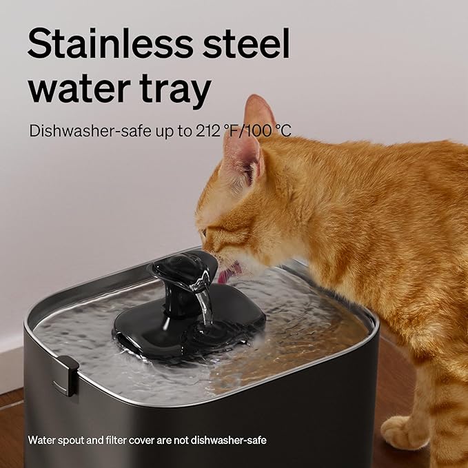 PETLIBRO Upgrade Cat Water Fountain, Dockstream 2 Smart App Monitoring Pet Water Fountain for Cats Indoor, 3L/101oz Cat Fountain Stainless Steel Tray for Drinking, 5G WiFi Auto Cat Water Dispenser Dog