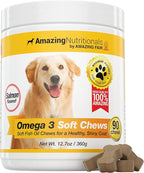Amazing Omega 3 for Dogs - Omega 3 Fish Oil for Dogs Supplement for Itchy Skin Relief for Dry Skin and Hot Spots and Shedding Coat with EPA and DHA Fatty Acids - 90 Salmon Soft Chews