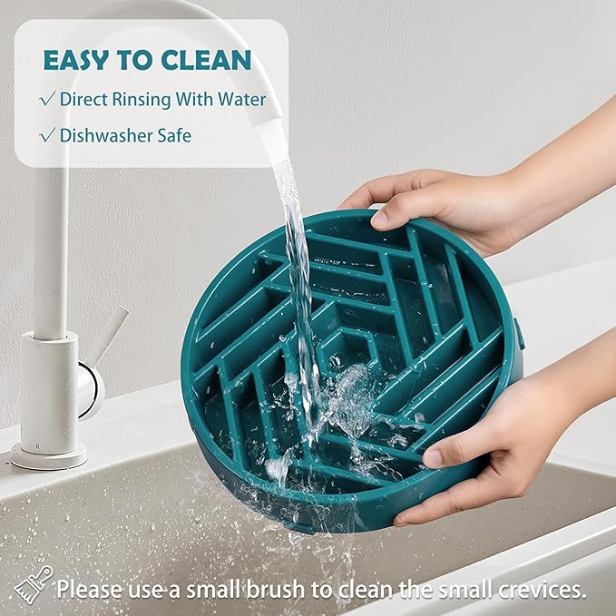 TOBYTO Slow Feeder Dog Bowls Large Medium Breed,Anti-Choking Slow Eating Dog Food Bowl,Non Slip Pet Slower Food Feeding Bowls Large Puzzle Slow Feeder Bloat Stop Maze Dog Dishes,Dark Green