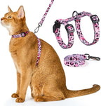 Cat Harness and Leash Set - Escape Proof Adjustable Cat Harness, Comfortable Soft Lightweight, Use Safe & Easy, Walking Travel Kitten Harness for Small Medium Large Cats (Pink)