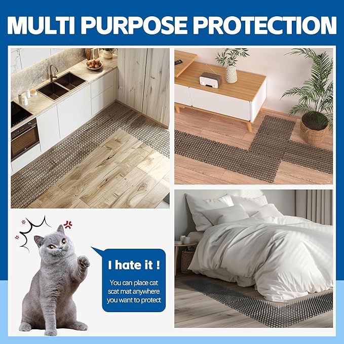 16 X 13 Inch Scat Mat for Cats, 16 Pack Cat Scat Mat - Indoor/Outdoor Pet Solution for Plants, Furniture