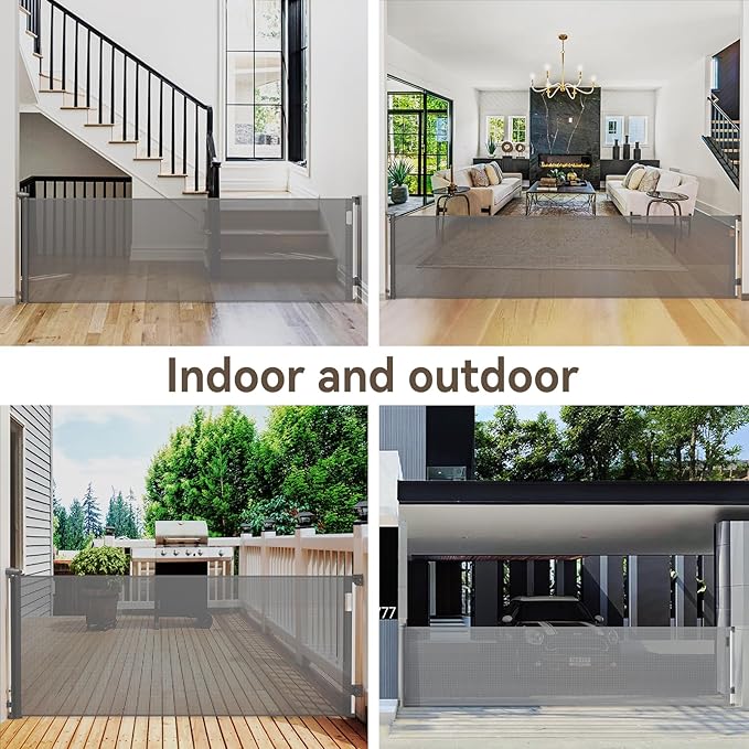 138 Inch Reinforced Retractable Baby Gates Extra Wide, Uamector Mesh Baby Gate or Dog Gate,Toddler Pet Retractable Gate Adjustable Length for Large Openings Stairs Doorways Hallway Indoor Outdoor