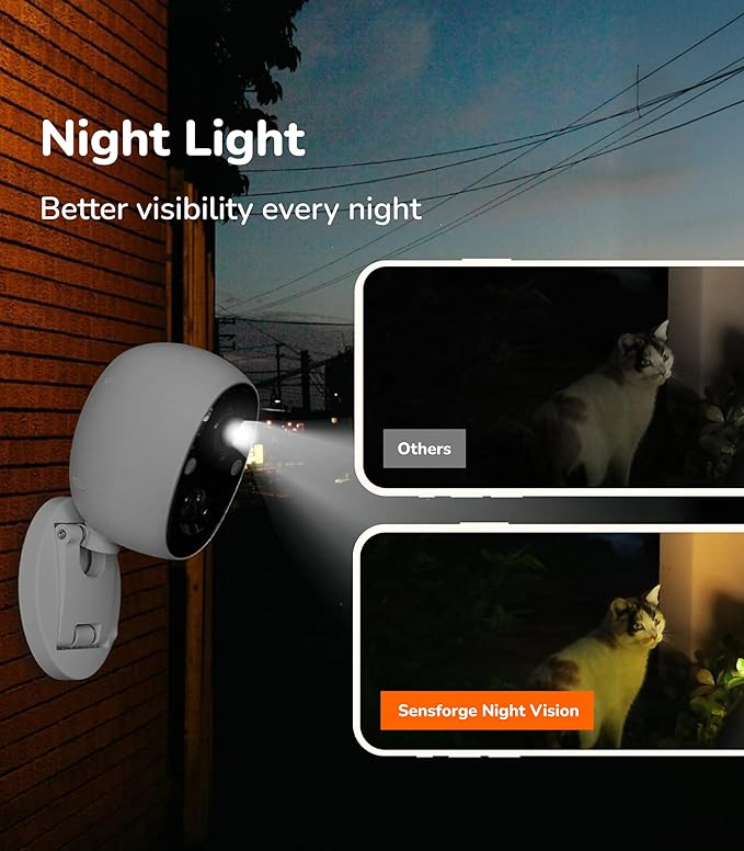 Sensforge 2.5K Indoor Outdoor Battery Camera with Smart AI Detection, Spotlight & Color Night Vision, Magnetic Mount, Dual-Band WiFi (2.4/5GHz), 32GB SD Card, Waterproof, No Monthly Fees