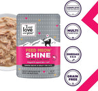 I AND LOVE AND YOU Feed Meow Shine Wet Cat Food - Salmon + Tuna - Coat and Skin Support, Grain Free, Shreeded, No Fillers, 3oz Pack of 12