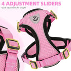 PUPTECK Cat Harness and Leash Set Escape Proof Reflective Cat Walking Harness Adjustable Soft Breathable Mesh Vest for Small Pets, Light Pink, L