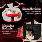 PETEPELA Gothic Cat Tree for Indoor Cats, 31.5'' Small Flower Cat Tower Condo with Sisal Scratching Ramp, Cozy Hammock and Removable Flower Cat Bed Perch for Kittens, Black