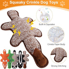 5 Pack No Stuffing Squeaky Dog Toys for Aggressive Chewers - Interactive Durable Plush Chew Toy with Crinkle Paper, Safe Pet Toy for Small to Large Breed, Ideal for Puppy Gifts & Tug of War Toys