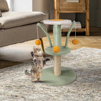 Cat Scratching Post - Cute Smaller Cat Tree Kitten Scratcher Sisal Scratch Posts with 3 Spring Ball, 18’’ Tall Cat Scratchers for Indoor Cats, Kittens (Mint Green)