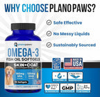 Omega 3 Fish Oil for Dogs - Salmon Oil for Dogs - Dog Fish Oil Supplement May Help Shedding, Allergy, Itch Relief - Supports Dry Skin, Joints - Dog Skin and Coat Supplement - 90 Fish Oil Pills EPA DHA