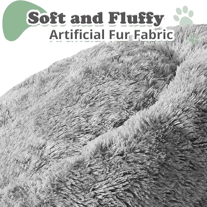JOLLYVOGUE Dog & Cat Bed, Calming Anti-Anxiety Pet Bed for Small Dogs, Fluffy Donut Cushion for Small and Medium Pets (20")