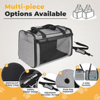 YUDODO 25 lbs Lightproof Soft Sided Large Cat Carrier for Small Dog Pet Airline Approved Travel Bag Puppy Carriers with Side Pockets & Reflective Mesh, Foldable Portable for Outdoor Car Grey