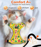 Halypet Cat Harness and Leash Set for Walking, Escape Proof Adjustable Vest Harness with 3-in-1 Integrated Buckles, Easy Control Soft Breathable Mesh with Reflective Strips for Cats, S, Bright Yellow