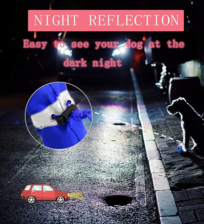 YAODHAOD Dog Shoes for Hot Pavement, Anti-Slip Sole Dog Boots & Paw Protector for Summer, Reflective Straps Dog Booties for Small Medium Dogs, Indoor Use 4PCS (Blue, Size: 7)