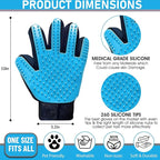 Upgrade Pet Grooming Gloves, Grooming Gloves for Dogs, Cats, Rabbits & Horses with Long and Short Hair, Efficient Pets Hair Remover Mittens - 1 Pair (Sky Blue)