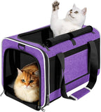 Pet Carrier for Large Cat 20 lbs+ / Soft Sided Small Dog 12 Pounds Travel Crate Top Load/Collapsible Kitty Carry Bag Big Kitten Mesh/Sturdy Animal Transport cage Kennel Long Trips Purple