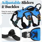 rabbitgoo Escape Proof Dog Harness, Soft Padded Full Body Pet Harness, Reflective Adjustable No Pull Vest with Lift Handle and Leash Clip for Large Dogs Walking Hiking Training, S, Blue
