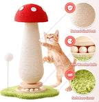 Mushroom Cat Scratching Post Cat Tree, 21.5‘’ H Cute Cat Scratcher Tower with Durable Solid Wood Turntable Toy, Mushroom Scratch Post Cat Toys Cat Sisal Scratcher with Catnip for Indoor Cats