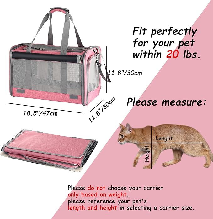 Dog Soft-Sided Carriers Cat Soft-Sided Carriers Dog Carriers Cat Travel Carrier Dog Travel Bag Reptile Carrier Squirrel Carrier Guinea Pig carrierLarge Pink