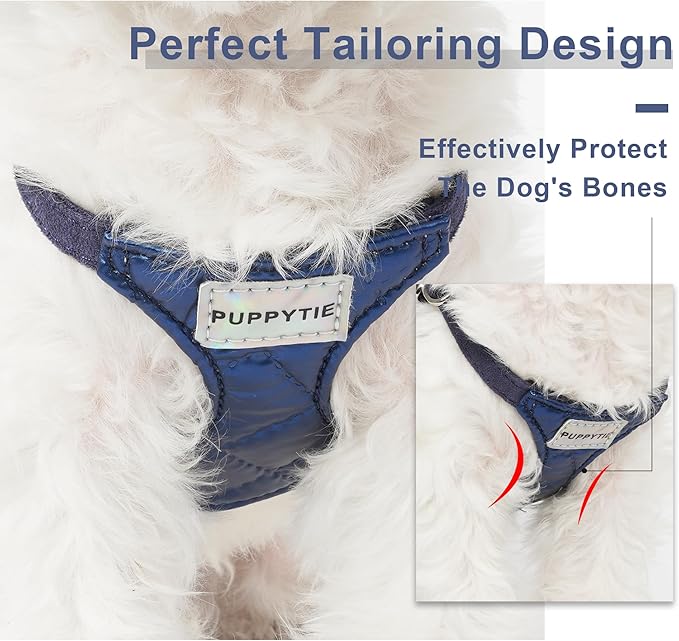 Puppytie No Pull Small Dog Harness with Multifunction Dog Leash,Lightweight Soft Adjustable No Choke Escape Proof Pet Harness Vest Pet Harness Vest,Glossy Sapphire Blue,S