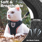 EXPAWLORER Cat Harness and Leash Set - Adjustable Escape Proof, Soft Reflective Vest Harness for Outdoor Walking, Breathable Lightweight Jacket for Small Medium Cats, Black S