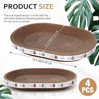 Mixweer 4 Pcs Cat Scratcher Cardboard Oval Cat Scratch Pad Board Bed Bowl 2 in 1 Cat Scratcher Cat Scratching Post Corrugated Lounge Couch Nest for Cats Grinding Claw Furniture Protector Indoor