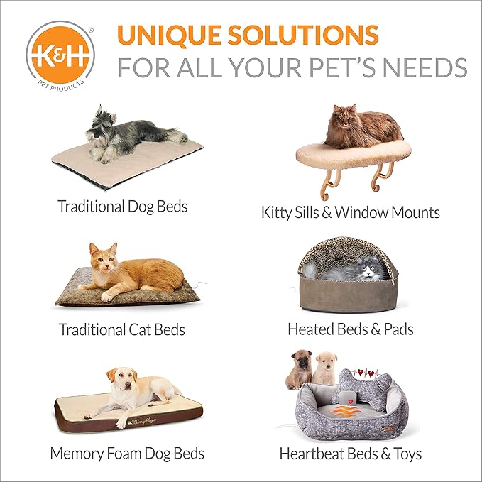 K&H Pet Products Heated Deluxe Lectro-Soft Outdoor Dog Bed with Bolster, Orthopedic Warming Pet Pad, Outdoor Heated Pad for Pets, Heated Outside Dog and Cat Bed, Chocolate/Tan Medium 26.5x30.5in