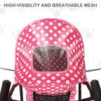 MoNiBloom 4 Wheels Pet Stroller, Easy-Fold Umbrella Shaped Dog Cat Jogger Stroller w/Storage Bag & Visible Mesh for Small/Medium Dogs Cats Hot Pink Polka Dots
