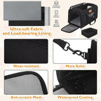 PETUX Pet Carrier Airline Approved, 17"x11"x9.5" Cat Carrier Soft with Anti-Scratch Mesh for Small Cats up to 12 lb, Top Open Portable Dog Carriers with Little Box for Puppy up to 10 lb (Black)