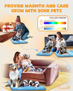 Upgrade Dog Cat Heating Pad with 2 Covers&840D Storage Bag,Adjustable Temperature Electric Pet Heating Pad with Timer,Waterproof Heated Bed Mat with Chew-Proof Cord,M