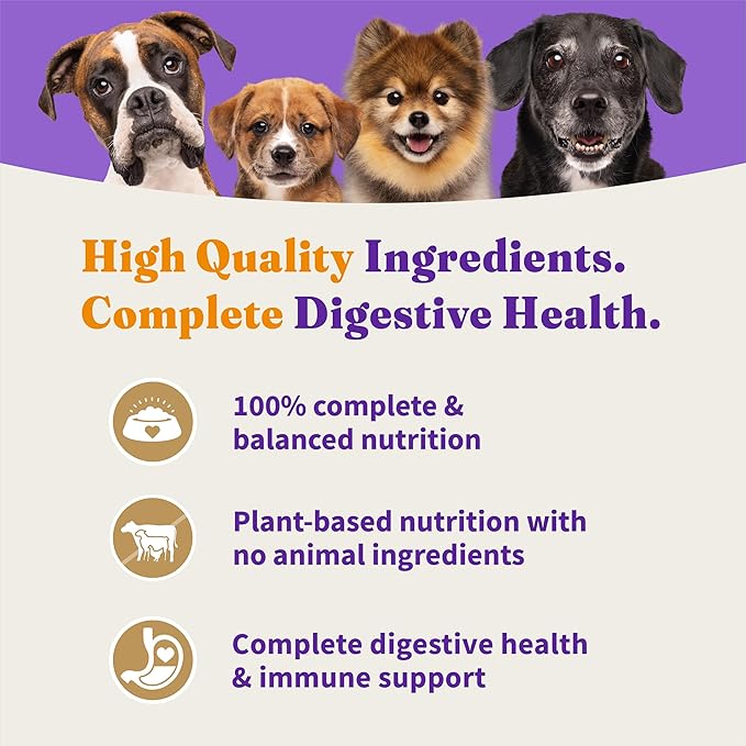 Halo Holistic Vegan Dog Food, Plant-Based Peanut Butter Recipe, Dry Dog Food, Complete Digestive Health, Kibble for Adult Dogs, 21 lb Bag
