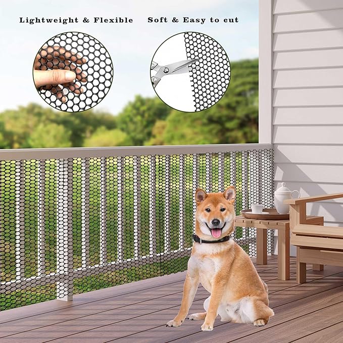 32.8 FT x 15.7 in Roll Mesh Fence, Versatile Black Plastic Fencing & Netting, Cuttable Animal Wire Mesh Fence, Durable Tree Trunk Protector, Suitable for Cat Dog Rabbit Barrier and Plant Protectors