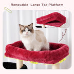 Cat Tree with Tunnel, Cat Tower for Indoor Cats, Tall Gothic Cat Tree Tower with Cat Condo, Food Station, Large Platform, Scratching Posts, Hammock, Black and Red GCT021BR