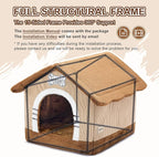 Jiupety Indoor Dog House with Frame, Large Dog Cave Bed, Insulated Cozy, Suitable for 25-60 lb, Large Plus (30"×26"×25"), Brown