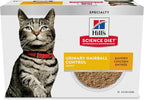 Hill's Science Diet Urinary Hairball Control, Adult 1-6, Urinary Track Health & Hairball Control Support, Wet Cat Food, Chicken Minced, 2.9 oz Can, Case of 12