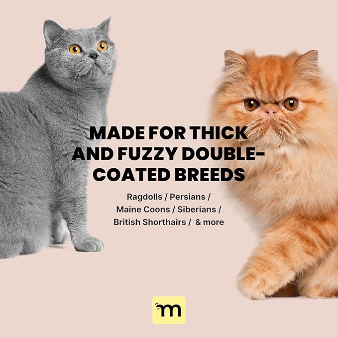 MalsiPree Cat Shedding Brush - 2 in 1 Deshedding Tool & Undercoat Rake for Dense Double-Coats - Dematting Comb - Deshedding Brush for Cats - Pet Hair Removal Tool (Blue) - Dog Grooming Supplies