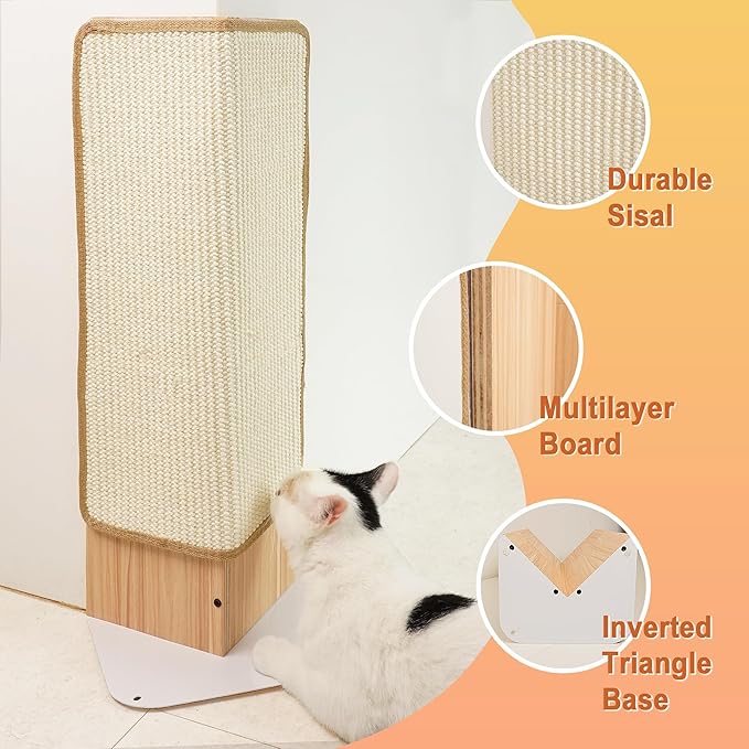 Meeyoview Cat Scratcher, Corner Scratching Post, Cat Scratching Pad, Natural Sisal Furniture Protector, 28 Inch Cat Scratcher for Indoor Cats