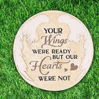 10 Inch Polyresin Memorial Garden Stone, Angel Wings Stepping Stones Outdoor, Memorial Gifts for Loss of Loved One, Décor for Homes, Lawn and Garden (Round Wings)