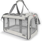 Pet Carrier for Large Cat Soft-Sided Animal Traveling Bag for Medium Cat up to 20lbs / Washable Small Dog Puppy 10 lbs Crate Case with Privacy Curtains for Home Outdoor Travel Beige White