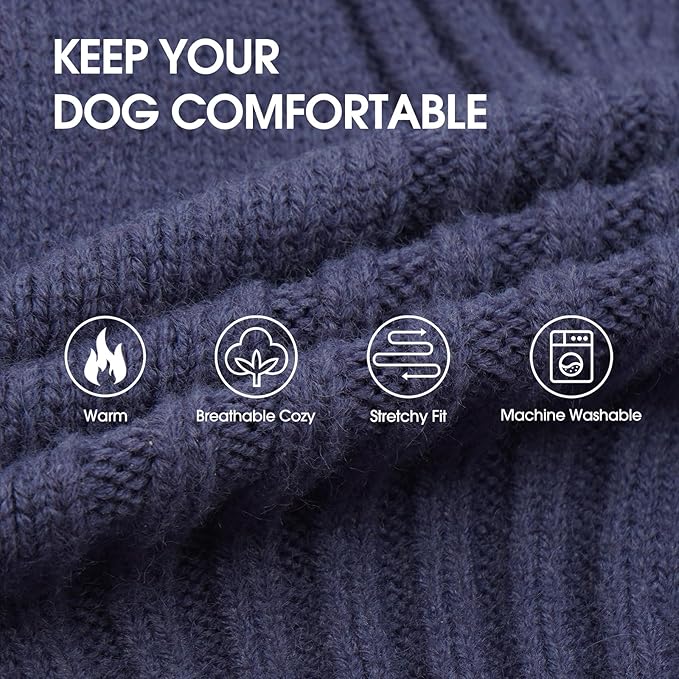 IECOii XL Dog Sweater,Winter Doggy Clothes for Large Dogs Girl Boy,Warm Pullover Soft Dog Sweater Turtleneck,Lightweight & Good Stretch for Active Dogs Like Beagle,Border Collie (Blue,XLarge)