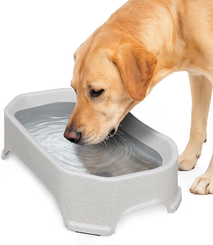 Neater Pet Brands Large Water Bowl for Dogs, Outdoor Dog Water Bowl (1.25 Gallon Extra-Large Capacity), Big Trough Style Food Dish for Indoors or Outside, No Spill Large Dog Bowls, Vanilla Bean