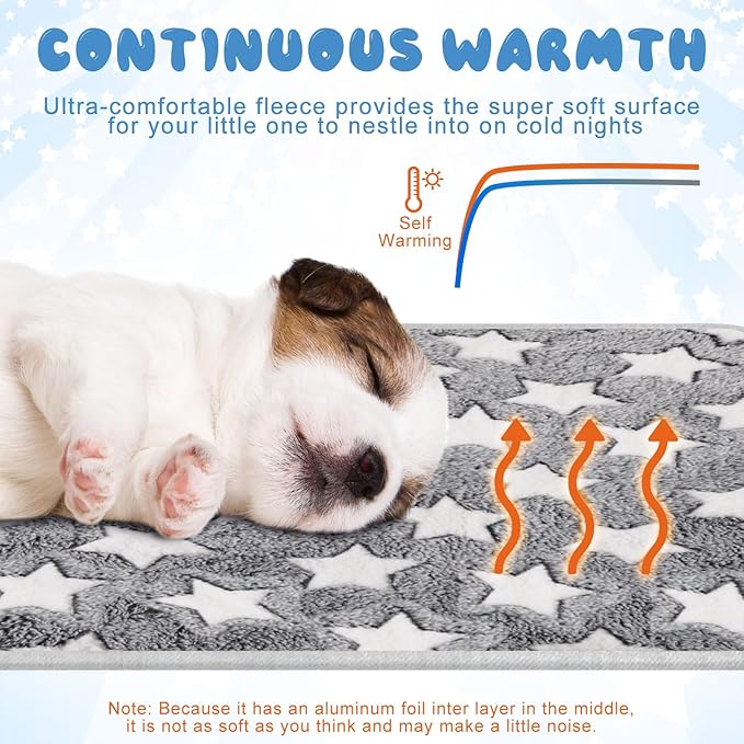 2 Pcs Self Warming Cat Bed Cute Dog Cat Thermal Mat Self Warming Star Cat Mat Pet Heating Pad Cat Blanket for Indoor Outdoor Washable(Large Star,29 x 20)