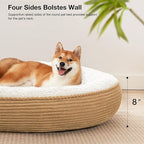 Love's cabin Round Donut Cat and Dog Cushion Bed, 36in Pet Bed for Cats or Small Dogs, Anti-Slip Water-Resistant Bottom, Super Soft Durable Fabric Pet beds, Washable Cat Dog Bed Stripe Camel